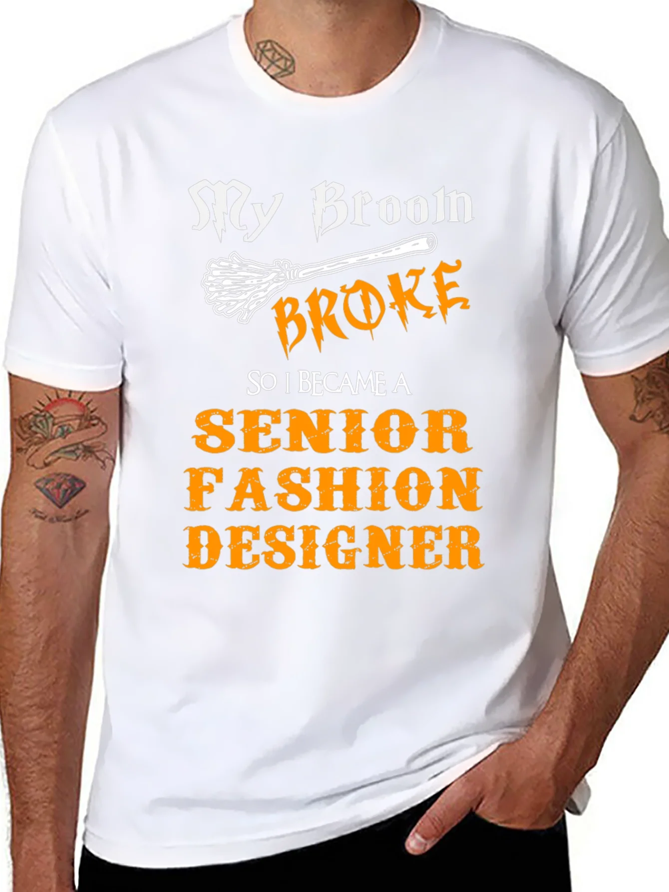 My Broom Broke Senior Fashion Designer T-Shirt