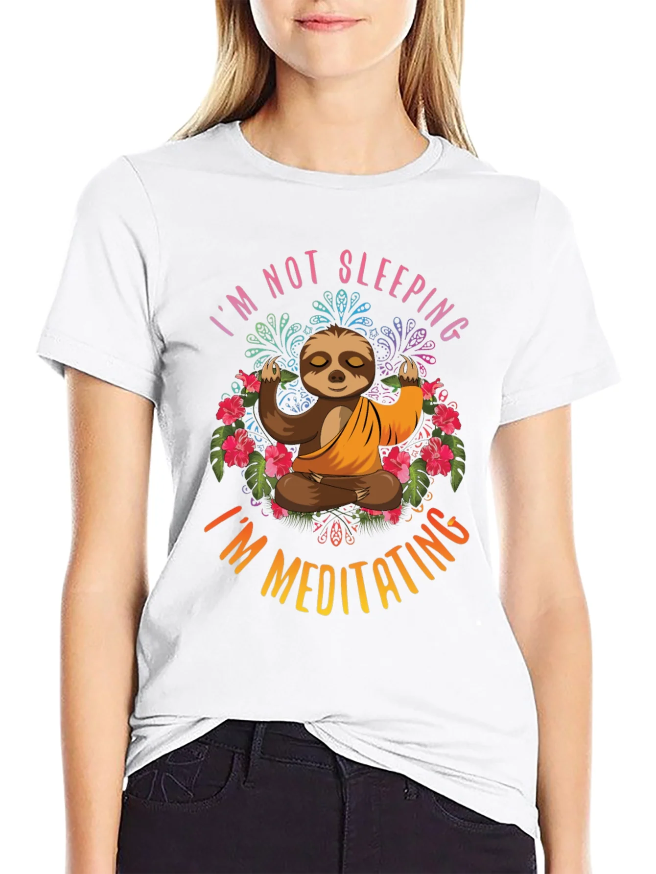 Meditating Sloth Graphic T-Shirt