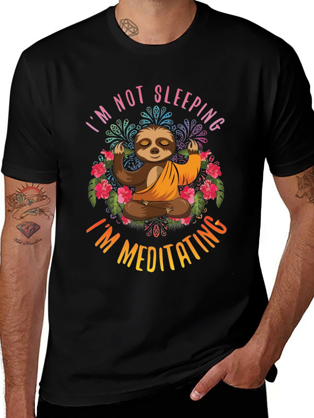 Meditating Sloth Graphic T-Shirt