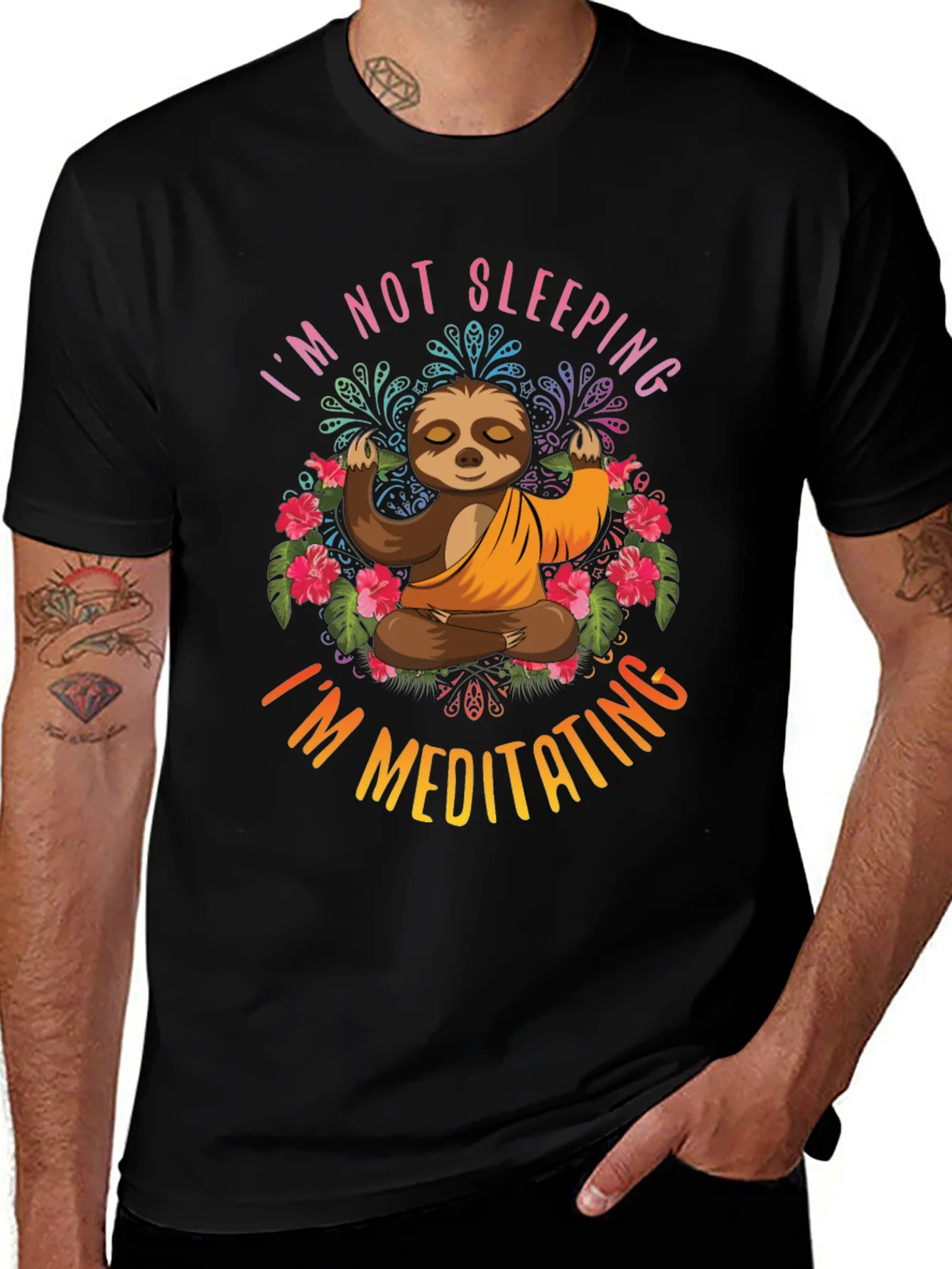Meditating Sloth Graphic T-Shirt