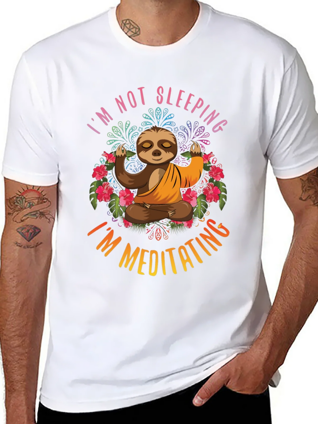 Meditating Sloth Graphic T-Shirt