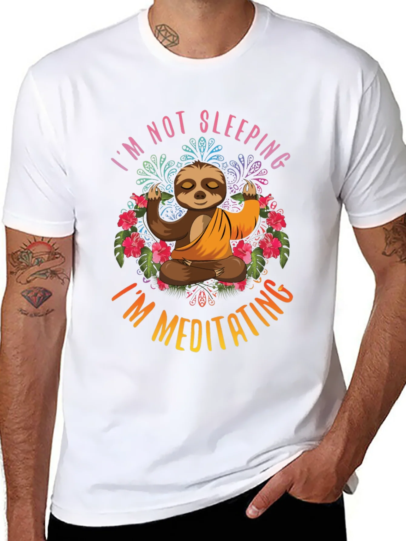 Meditating Sloth Graphic T-Shirt