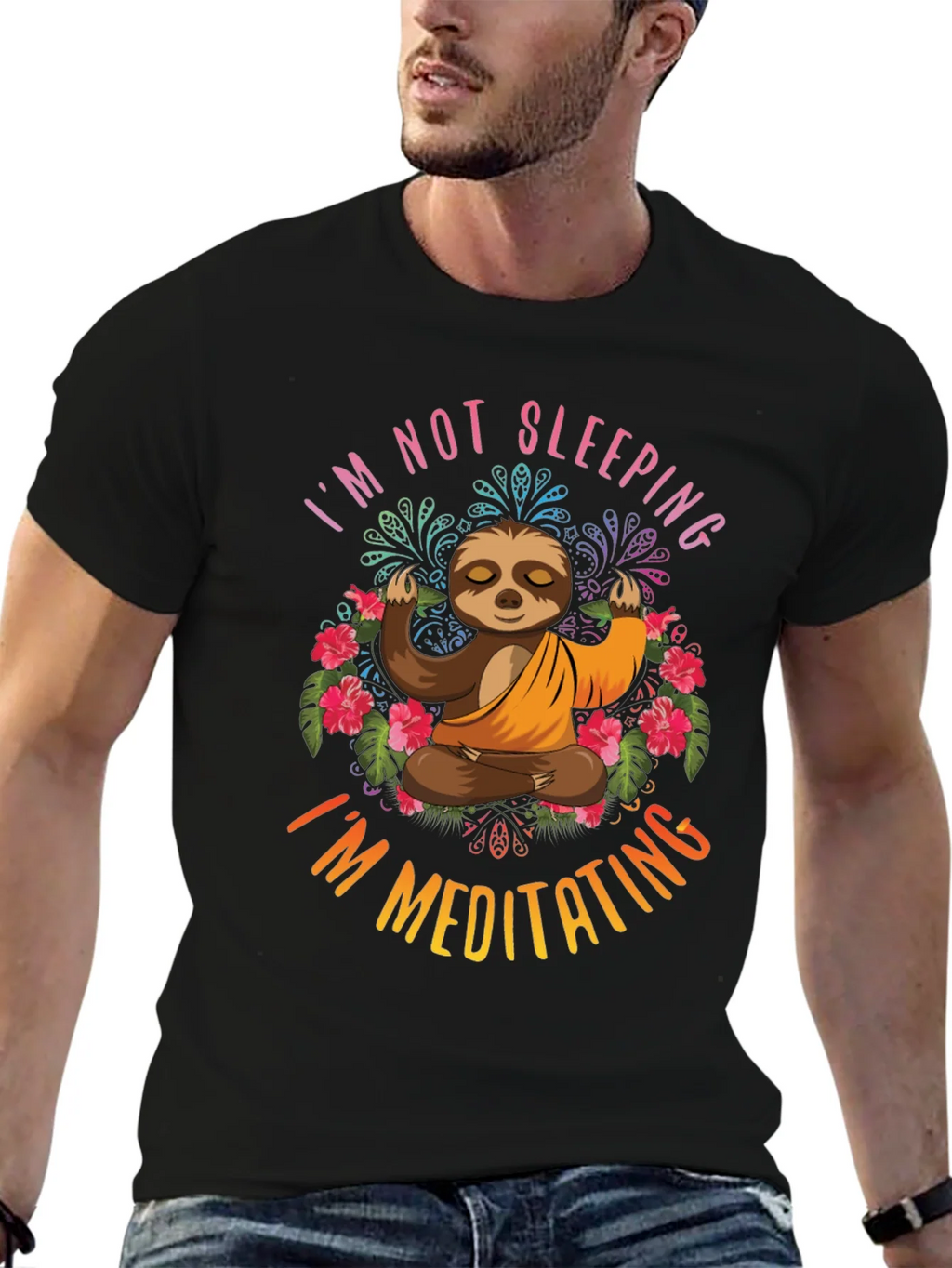 Meditating Sloth Graphic T-Shirt
