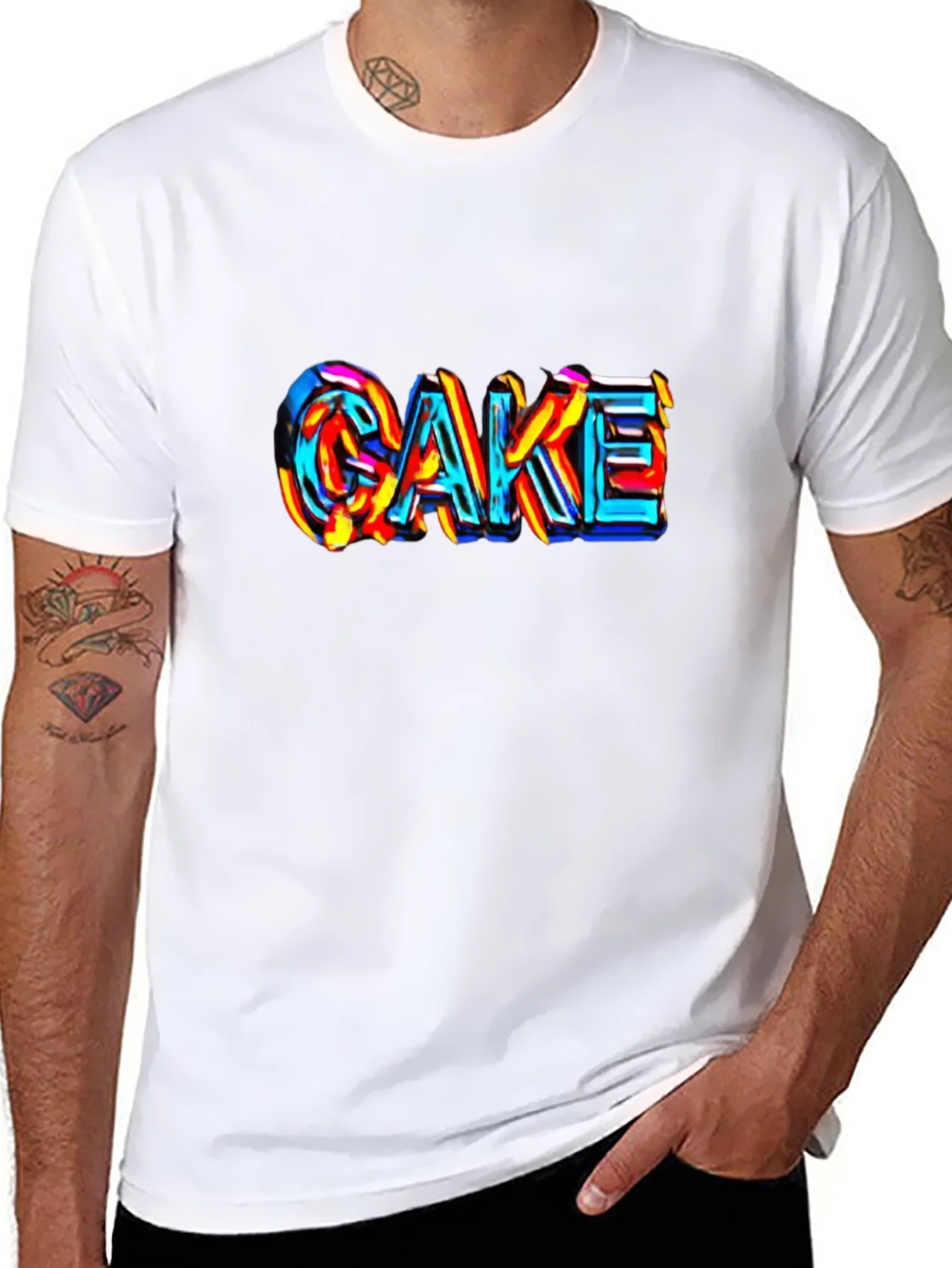 Cake Graphic Tee - Unique Colorful Design