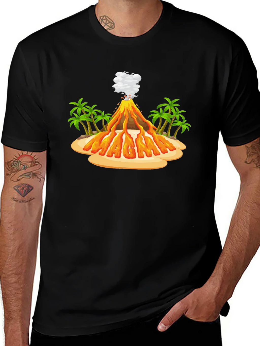 Volcano Magma Island Graphic T-Shirt