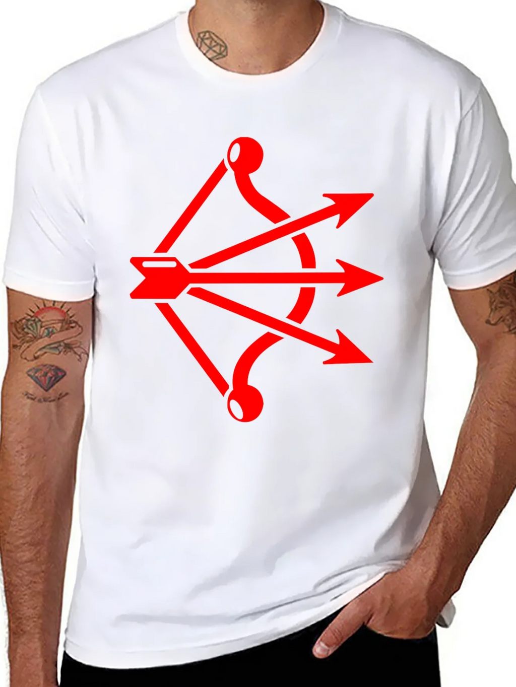 Red Arrow Bow Graphic Black T-Shirt