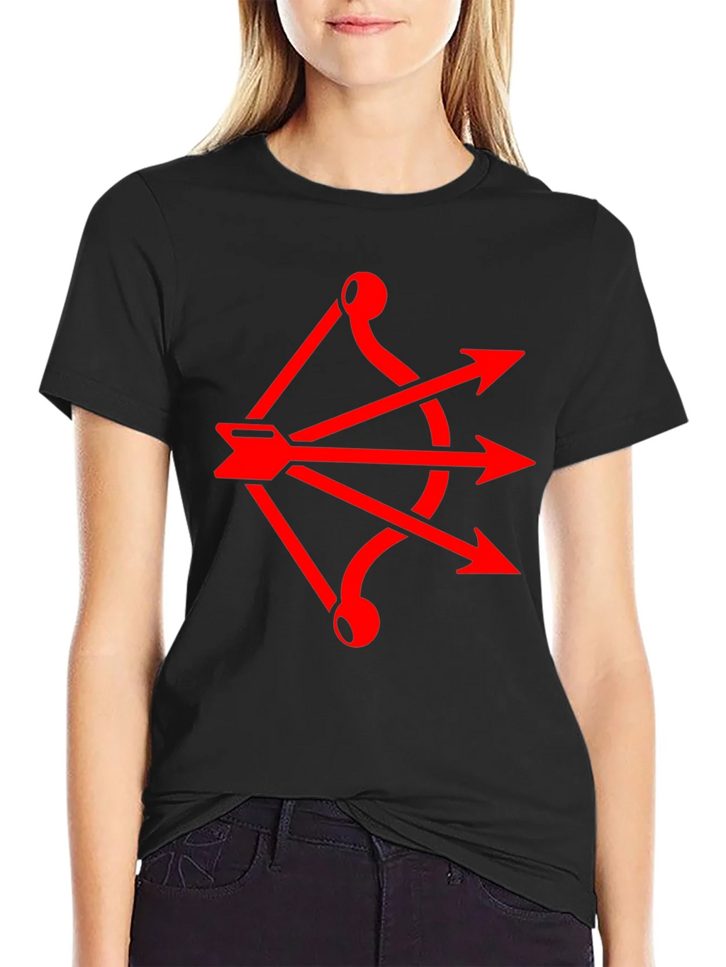 Red Arrow Bow Graphic Black T-Shirt