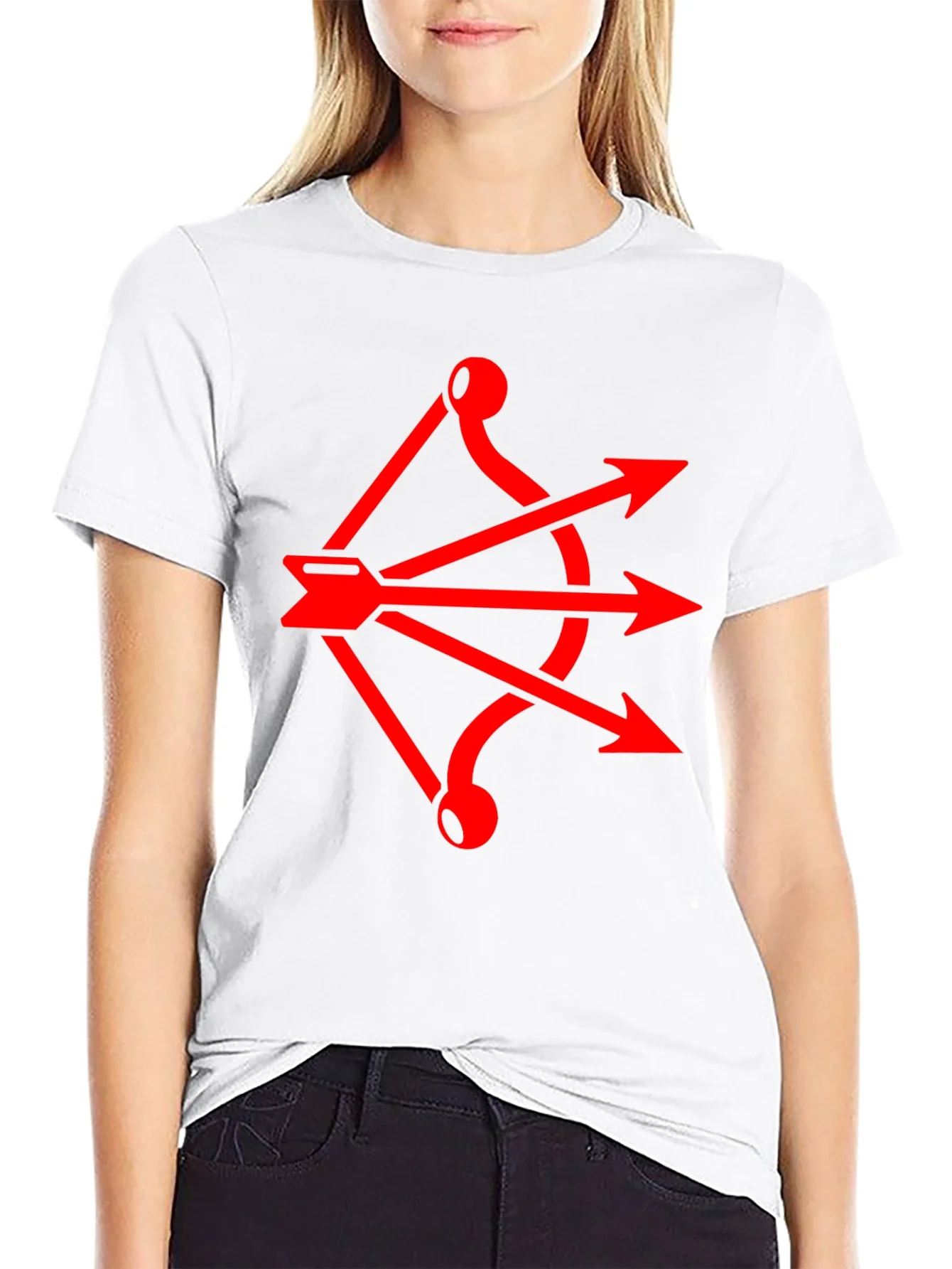 Red Arrow Bow Graphic Black T-Shirt