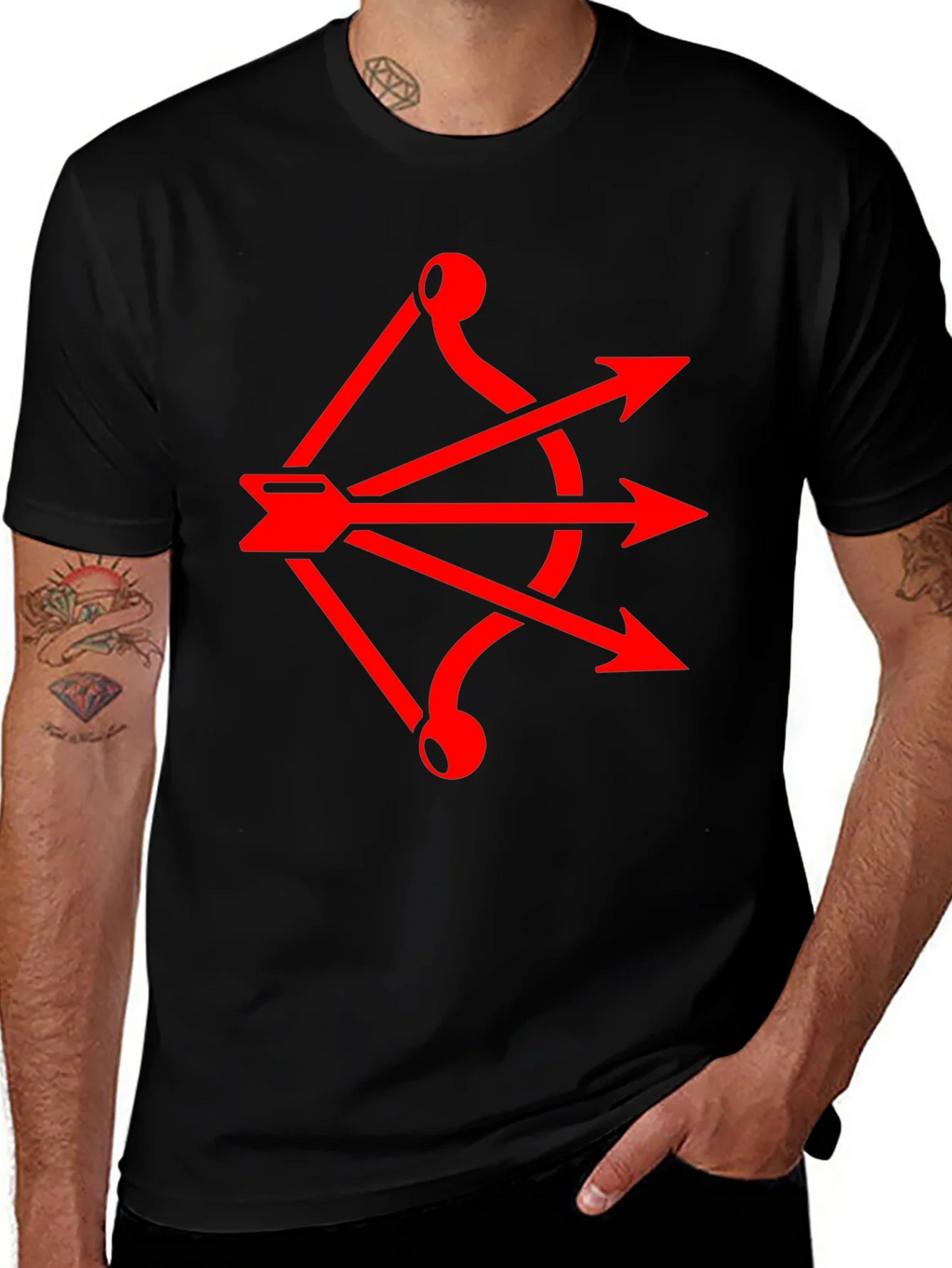 Red Arrow Bow Graphic Black T-Shirt