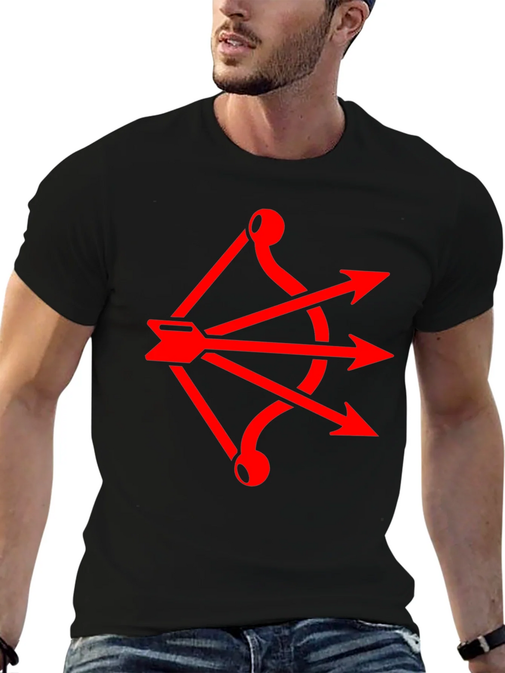Red Arrow Bow Graphic Black T-Shirt