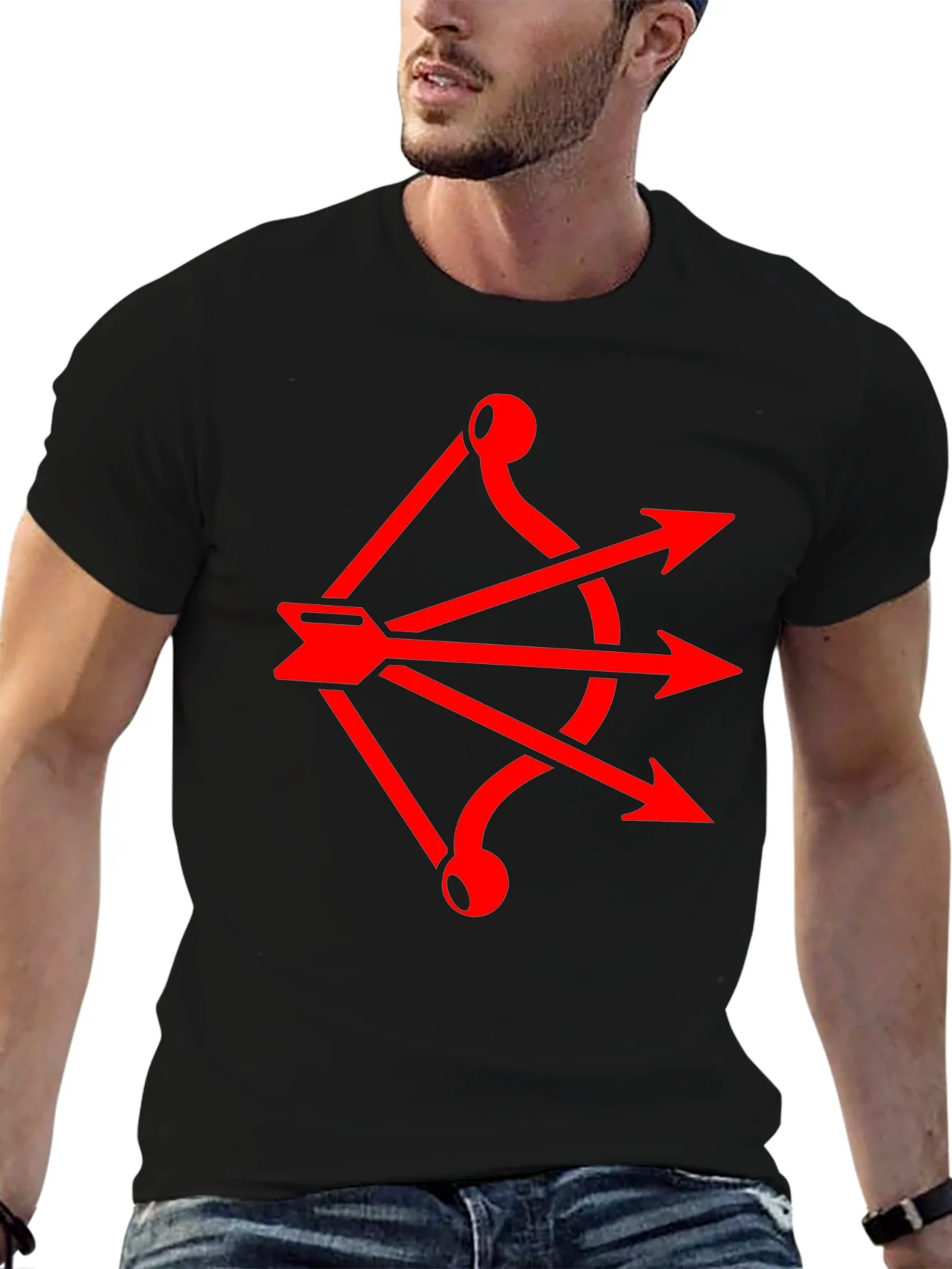 Red Arrow Bow Graphic Black T-Shirt
