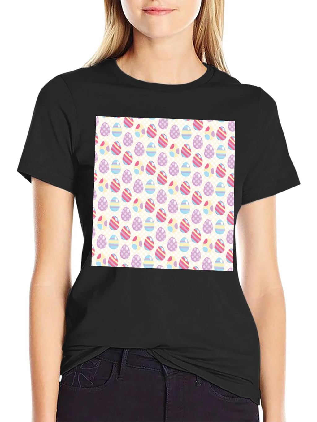Easter Egg Pattern Graphic Tee - Stylish & Festive