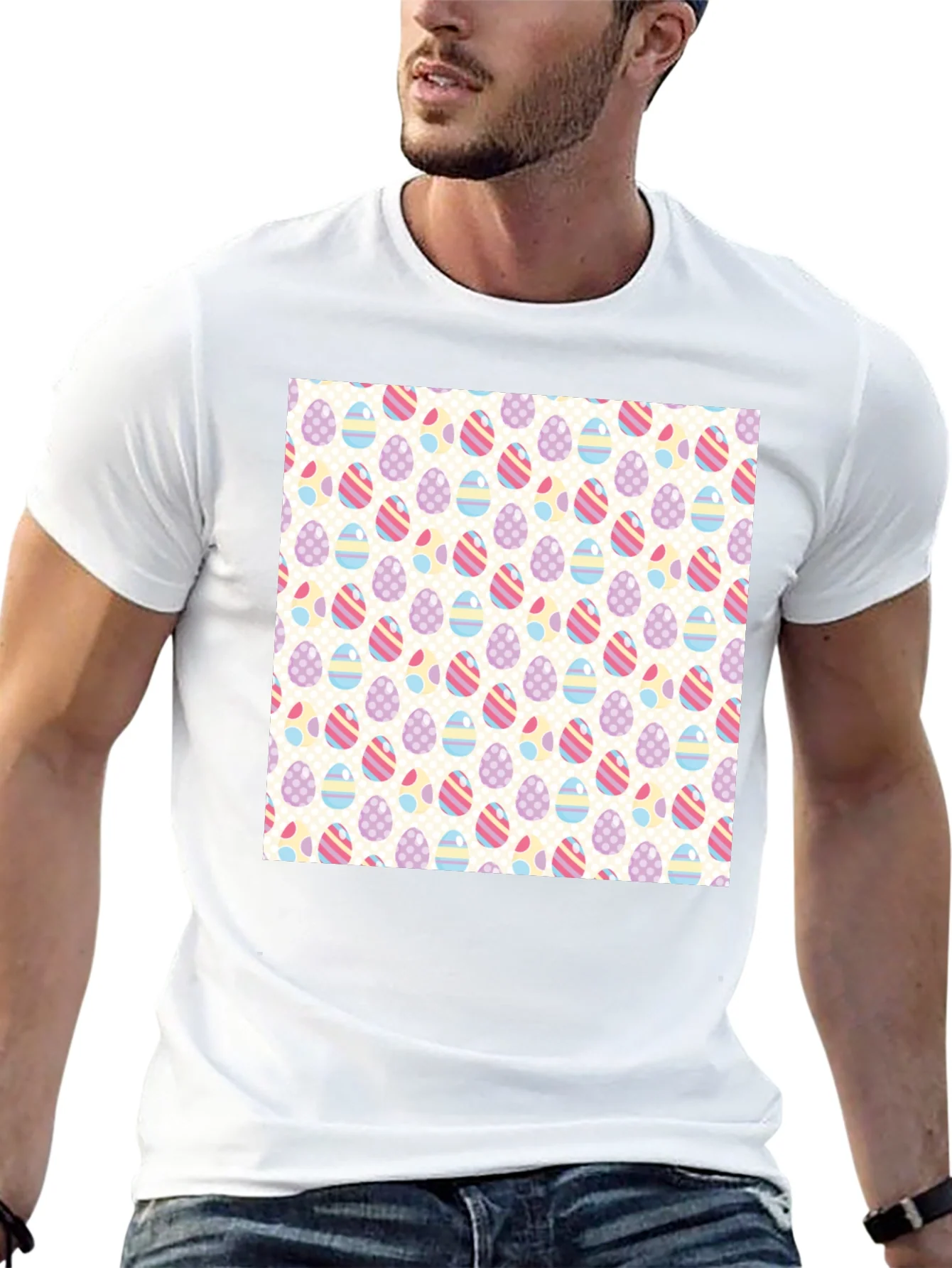 Easter Egg Pattern Graphic Tee - Stylish & Festive
