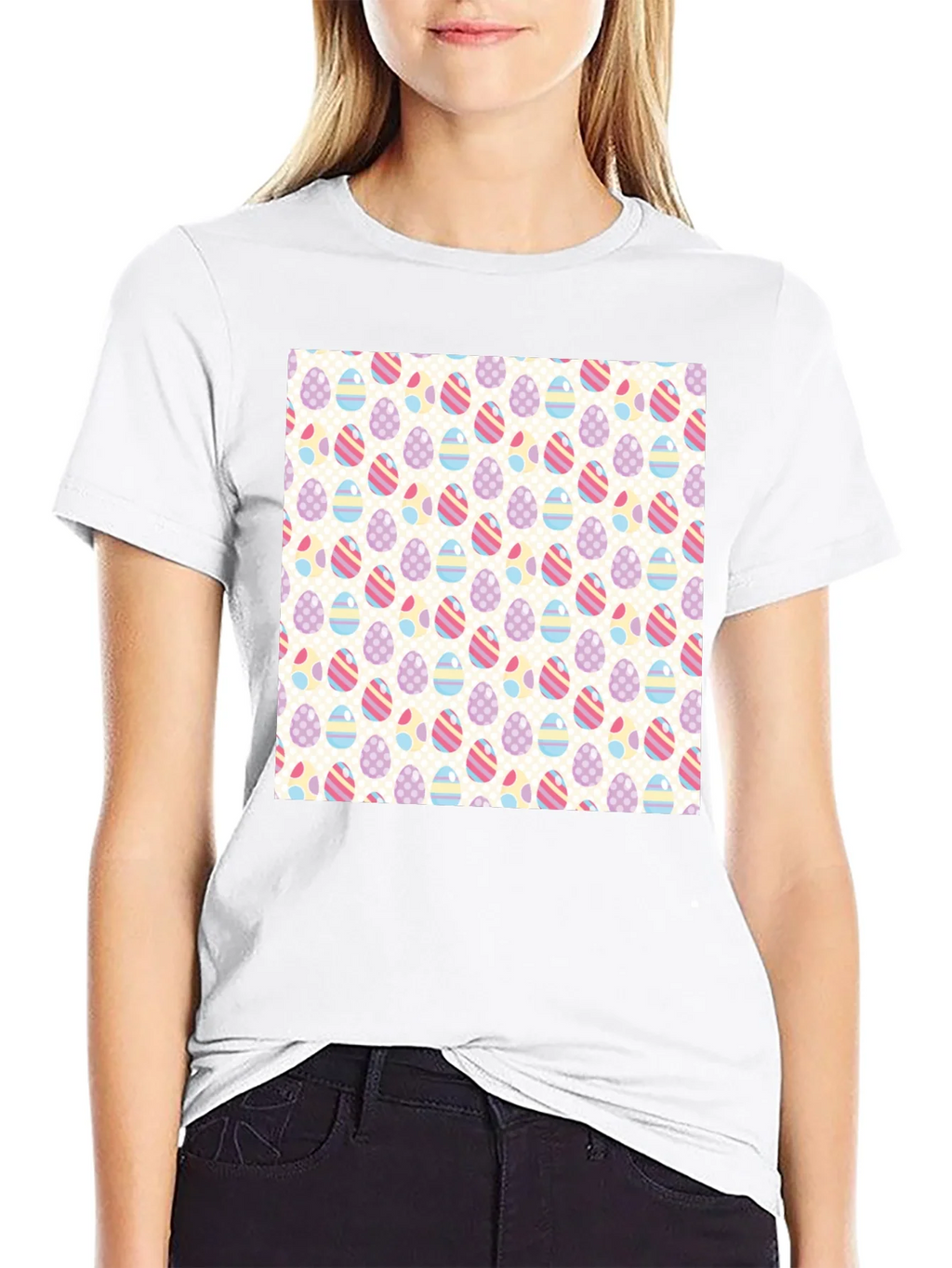 Easter Egg Pattern Graphic Tee - Stylish & Festive