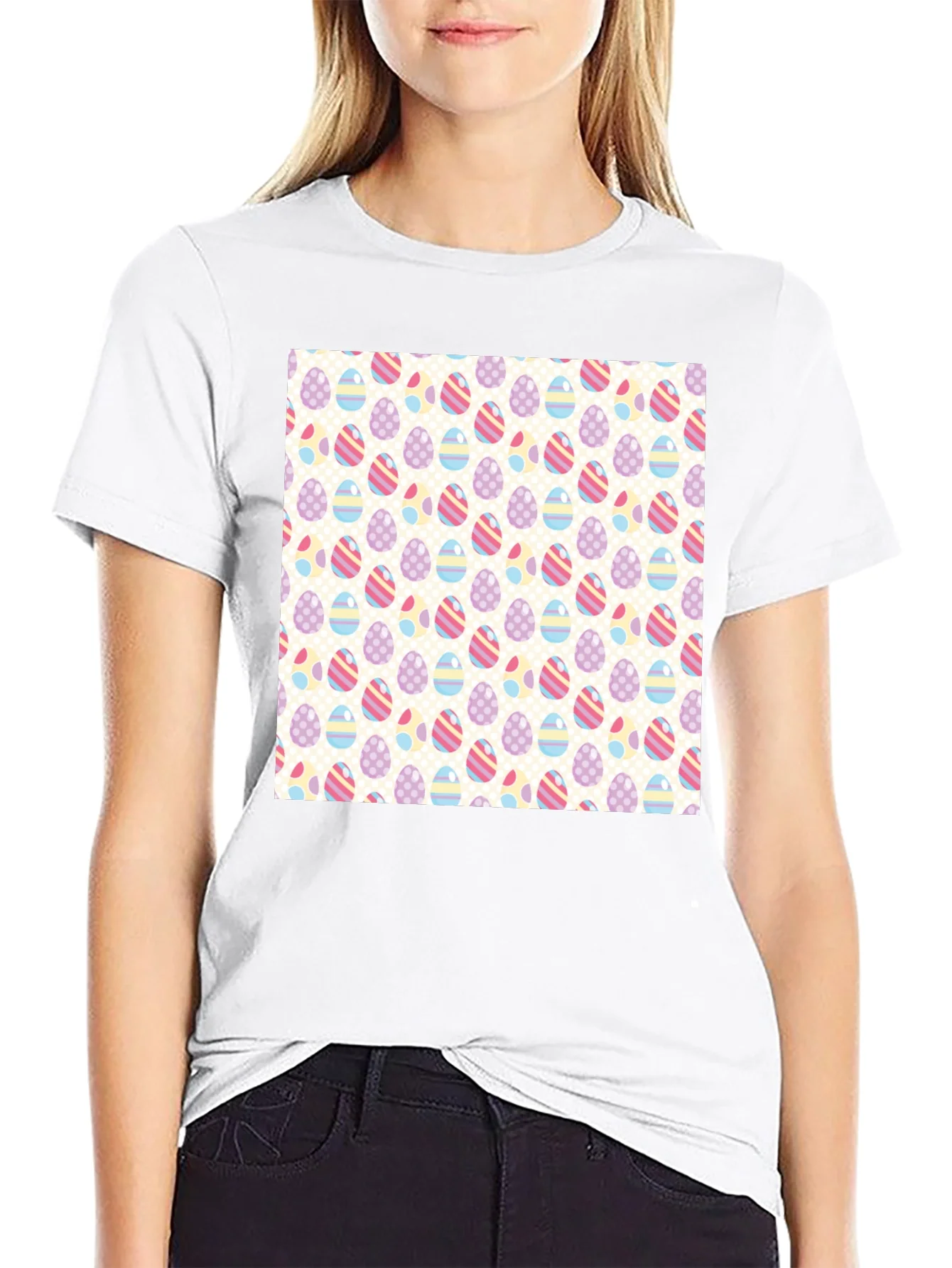 Easter Egg Pattern Graphic Tee - Stylish & Festive