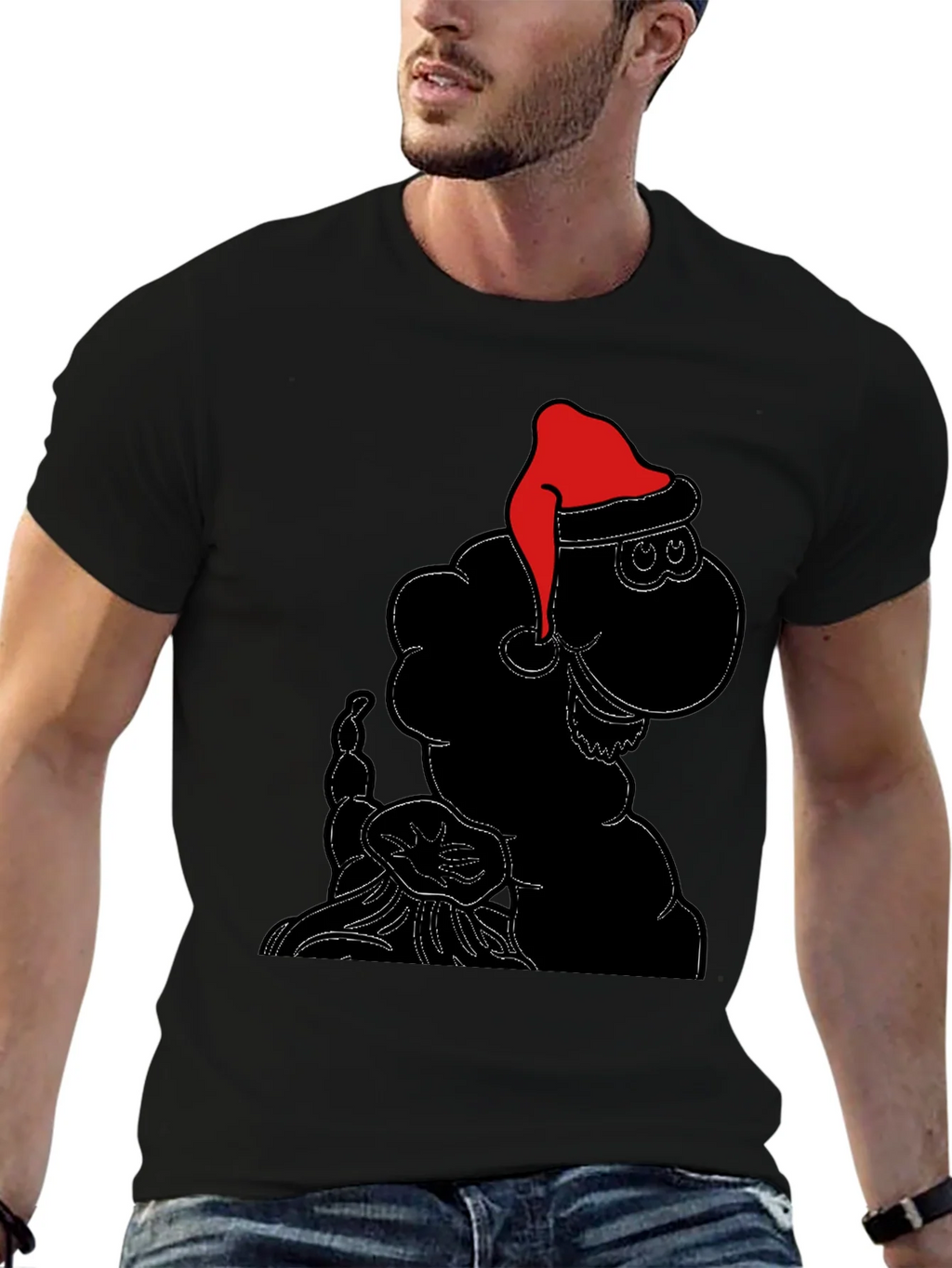 Festive Sheep Tee: Santa Hat Holiday Style