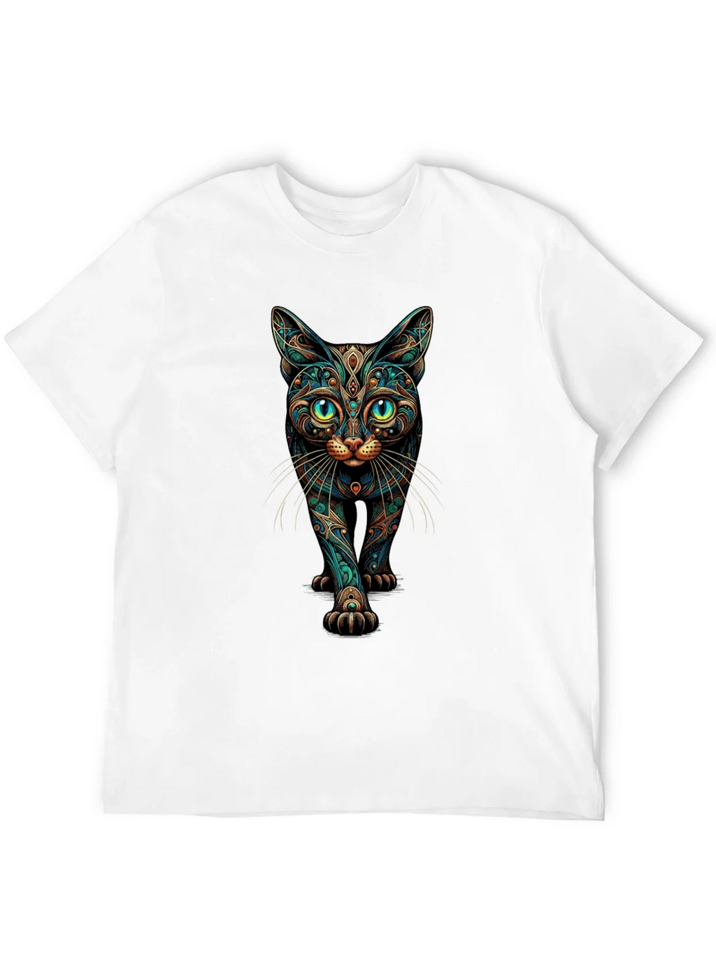 Mystic Cat Graphic Print Black T-Shirt