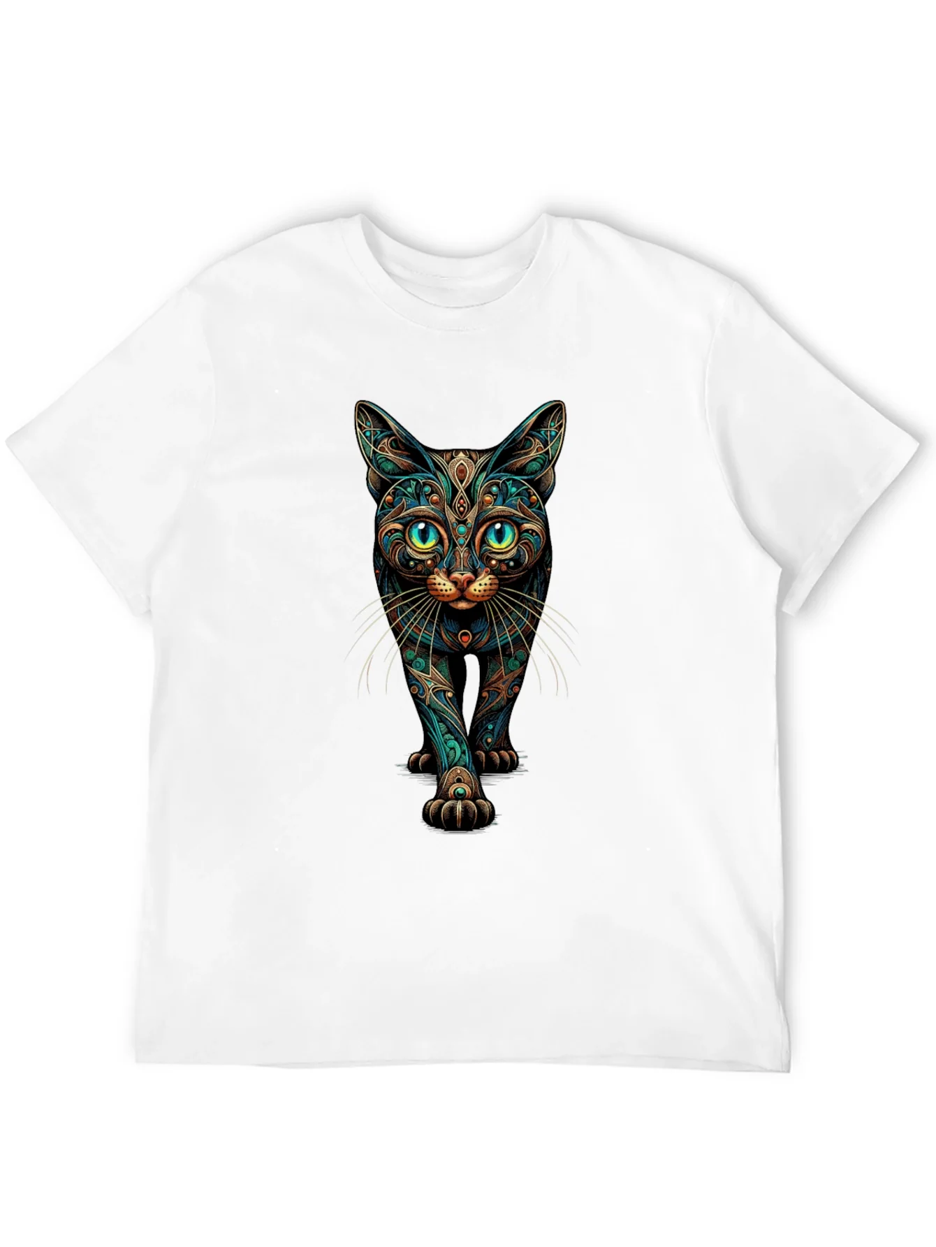 Mystic Cat Graphic Print Black T-Shirt
