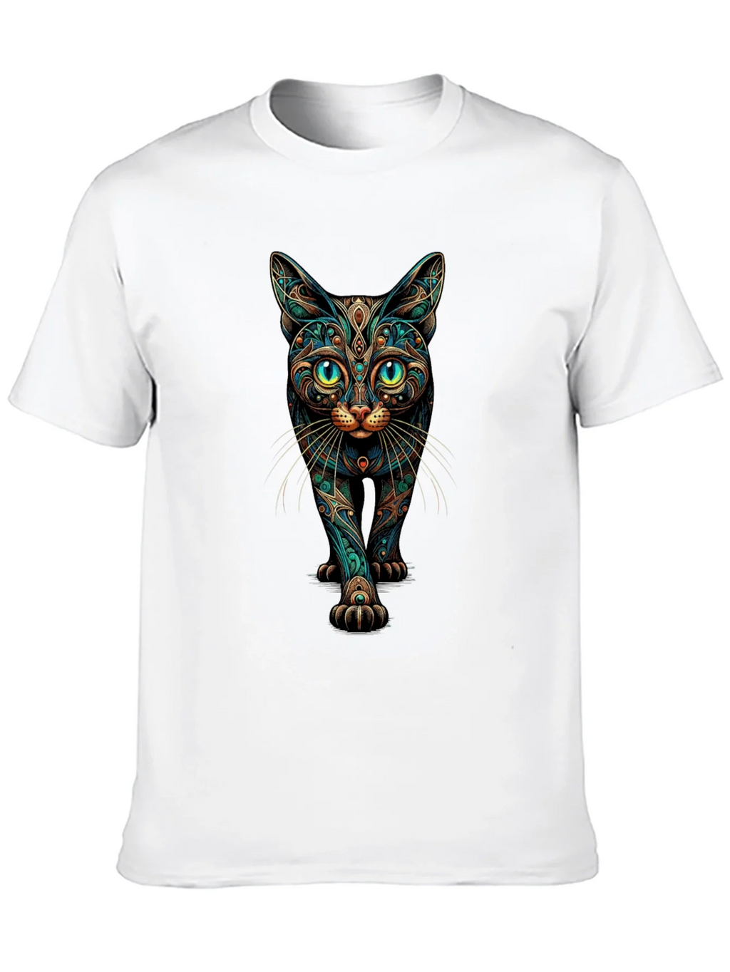 Mystic Cat Graphic Print Black T-Shirt