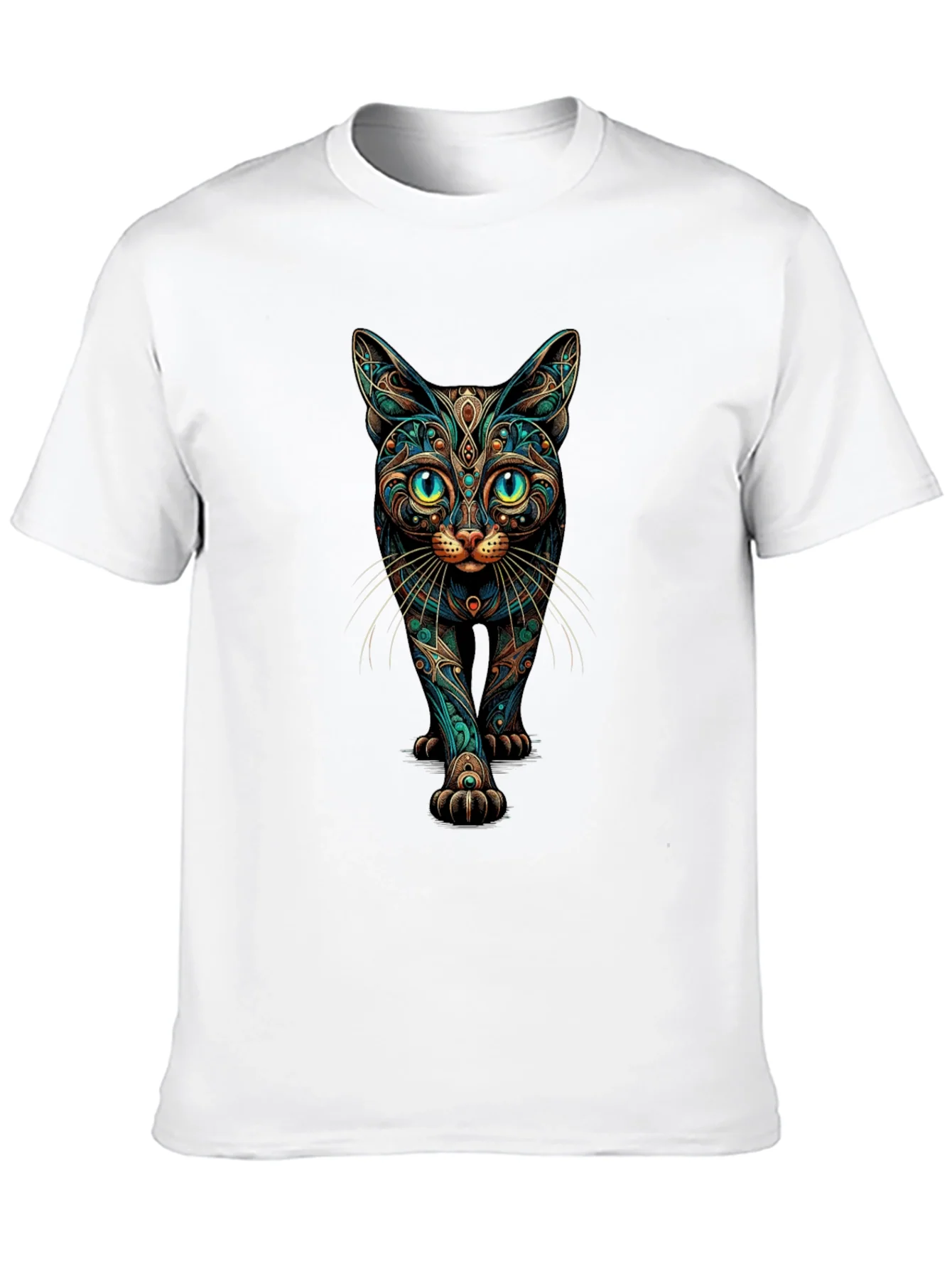Mystic Cat Graphic Print Black T-Shirt