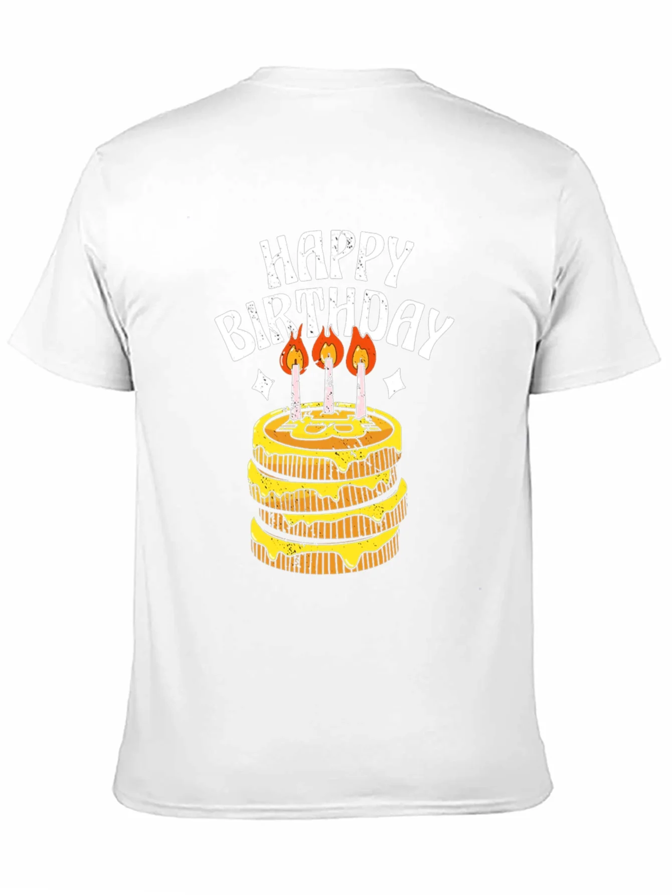 Happy Birthday Cake Graphic Tee - Black Cotton