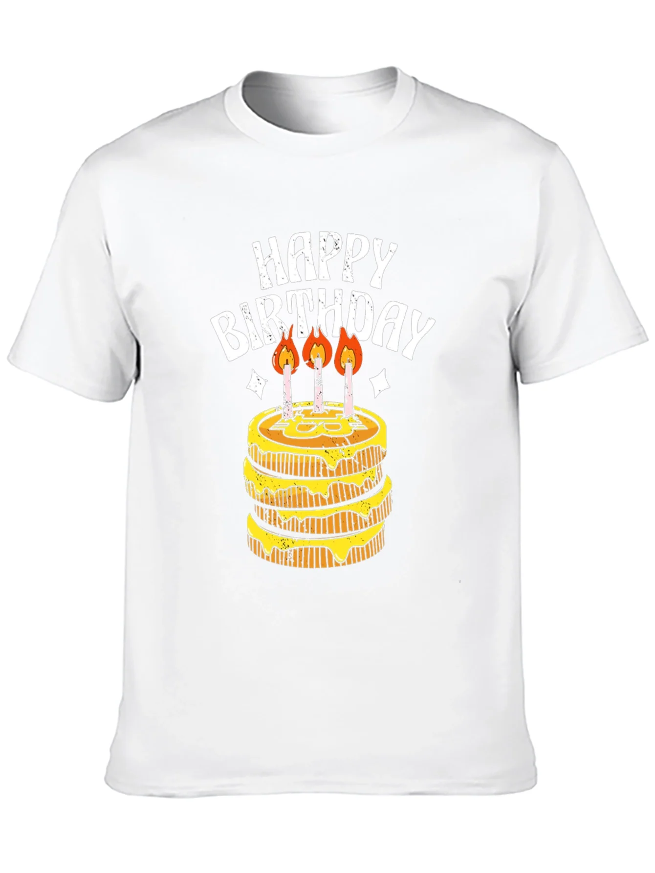 Happy Birthday Cake Graphic Tee - Black Cotton