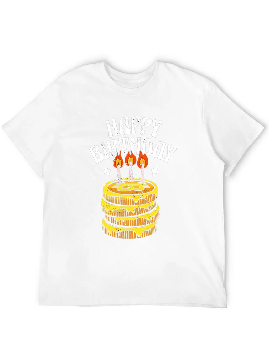 Happy Birthday Cake Graphic Tee - Black Cotton