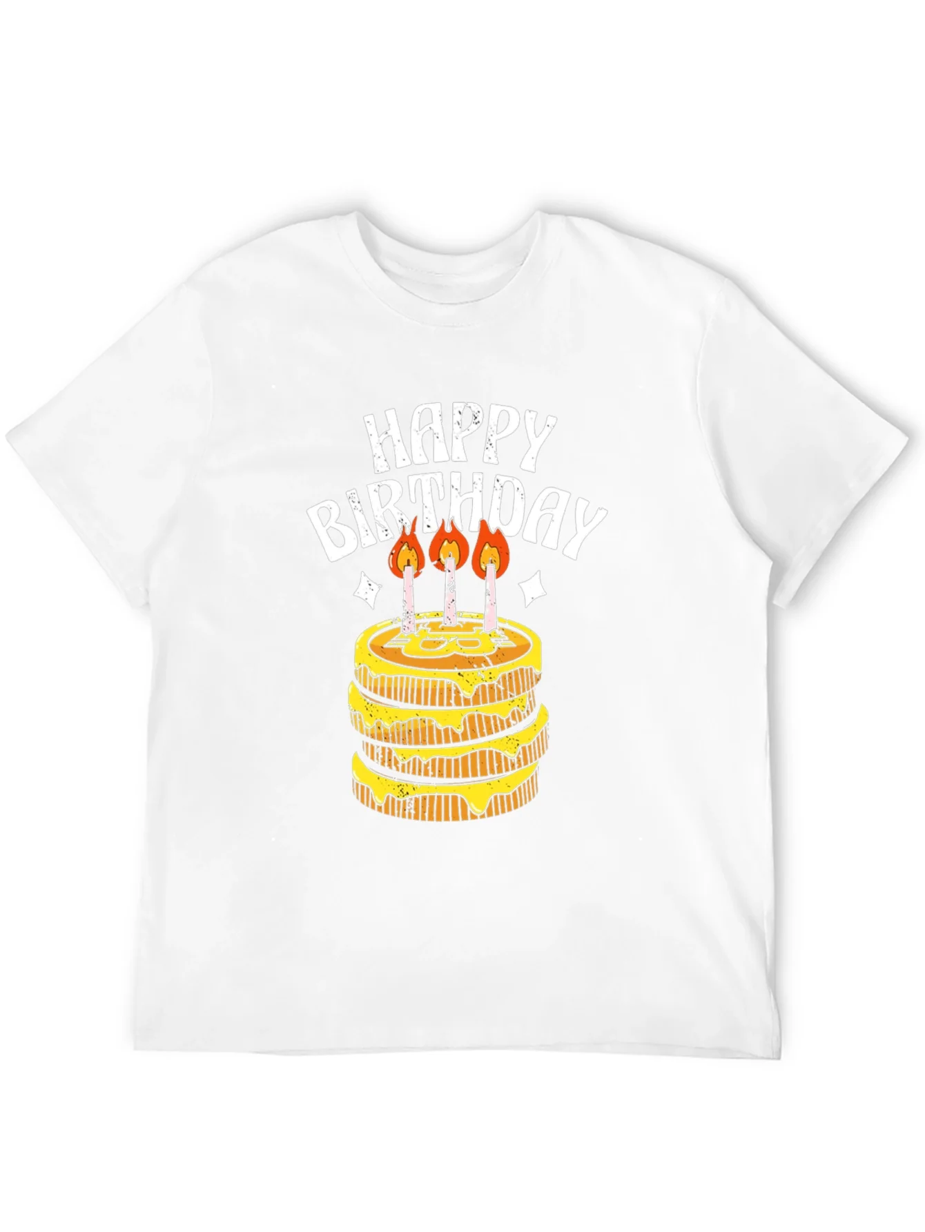 Happy Birthday Cake Graphic Tee - Black Cotton