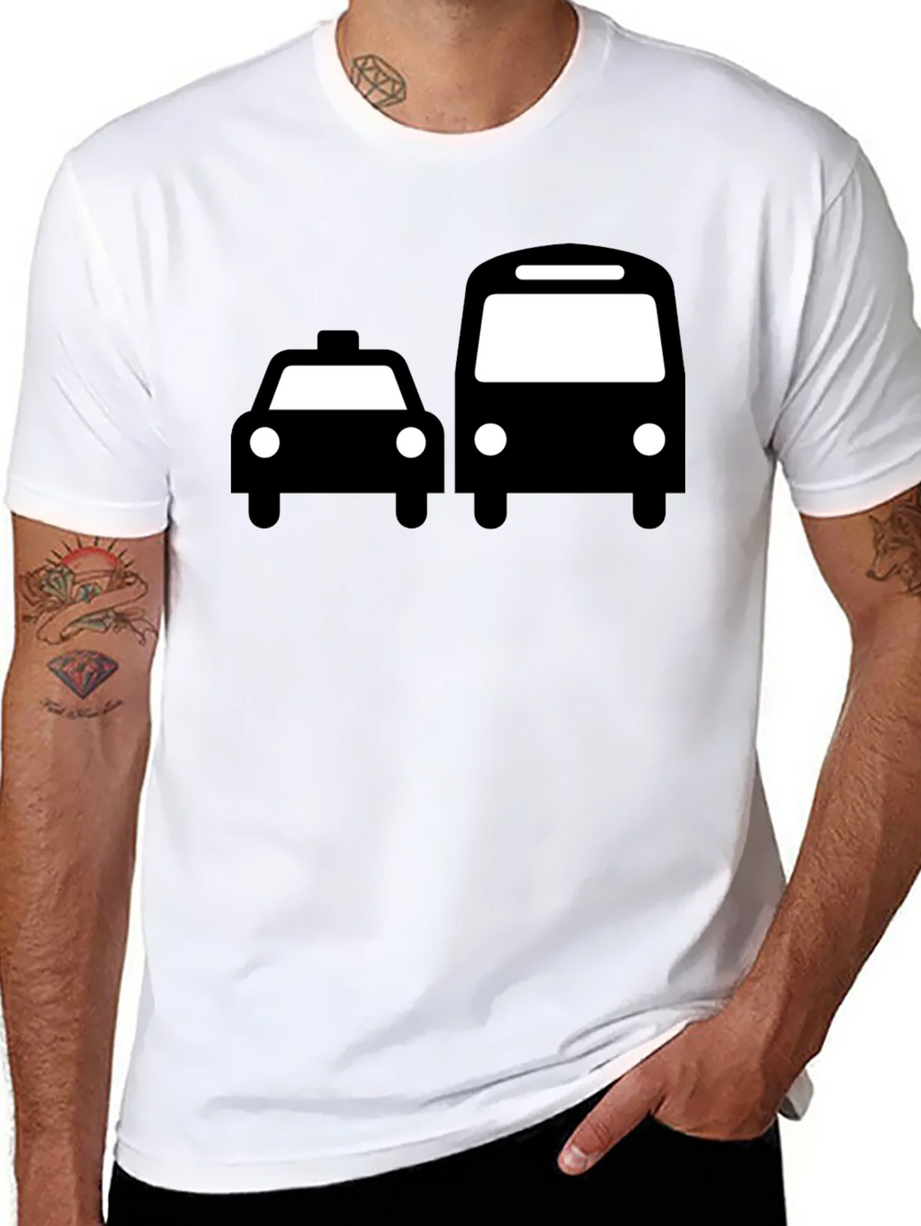 Taxi & Bus Graphic Black T-Shirt