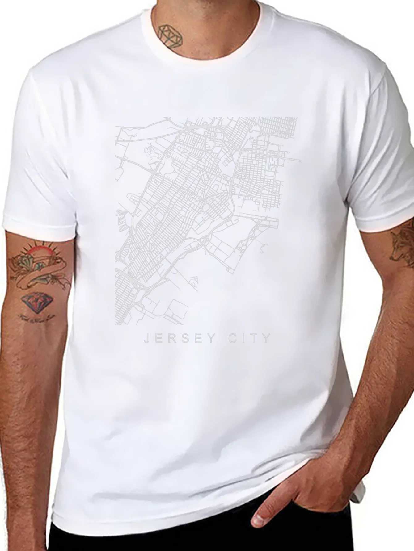 Jersey City Map Black T-Shirt