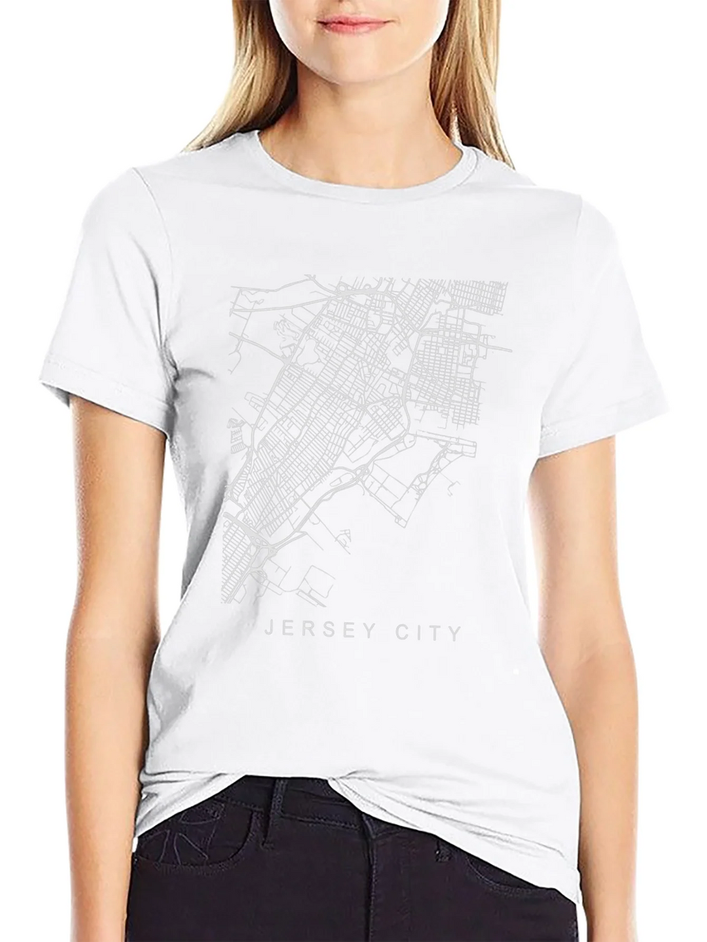 Jersey City Map Black T-Shirt