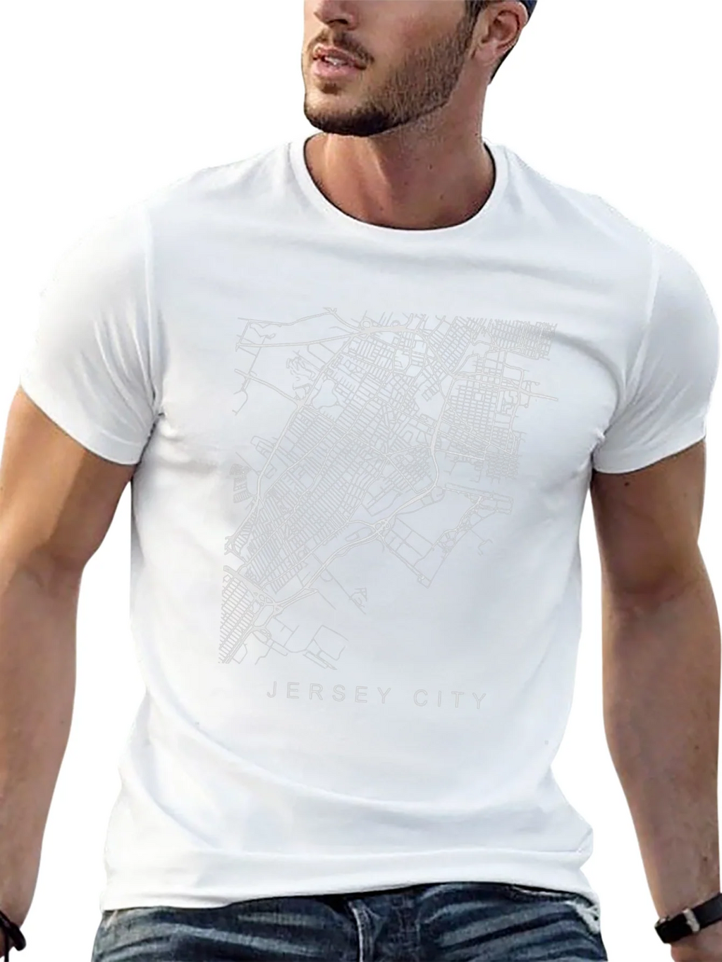 Jersey City Map Black T-Shirt