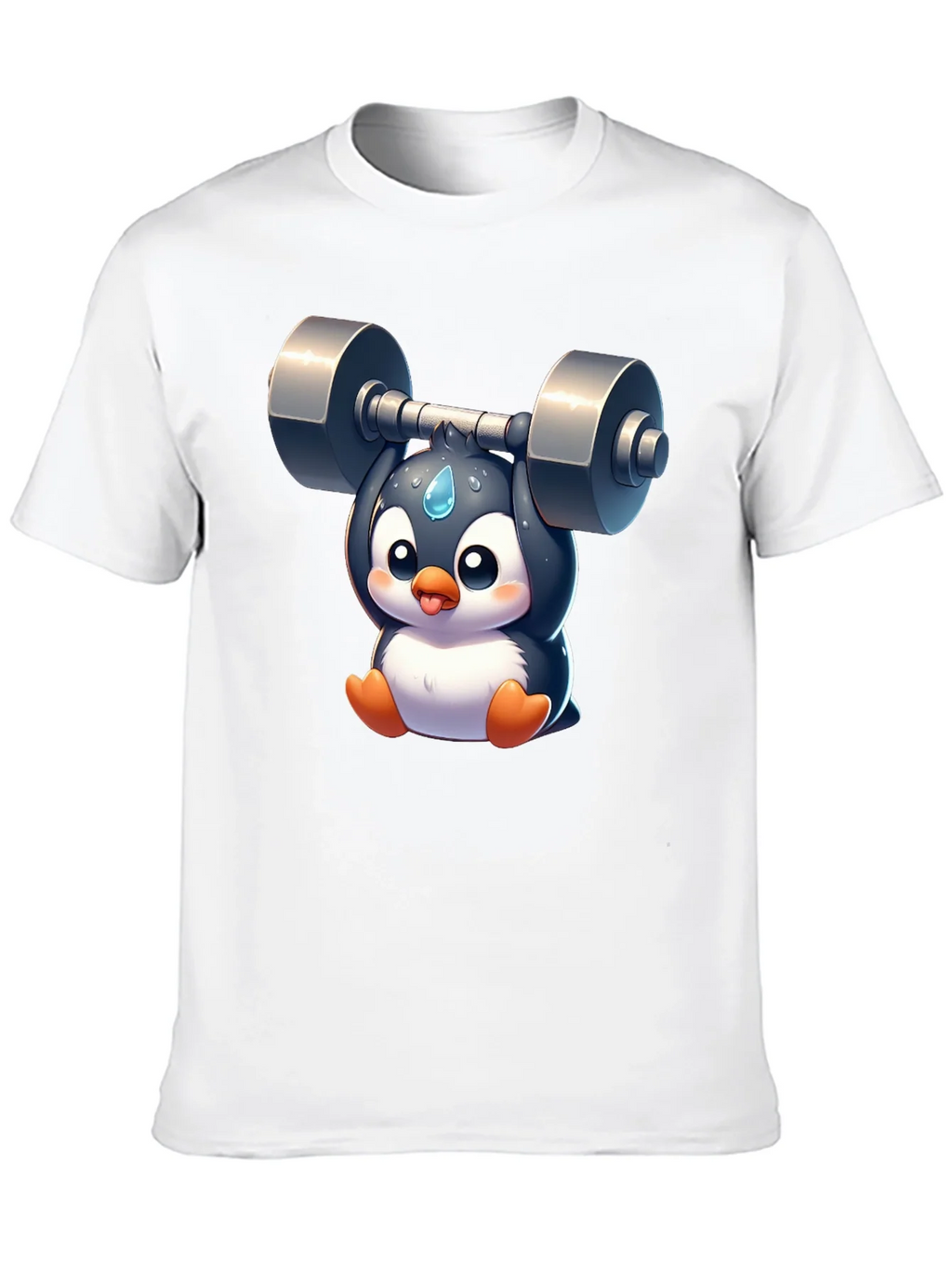 Penguin Lifting Weights Graphic T-Shirt