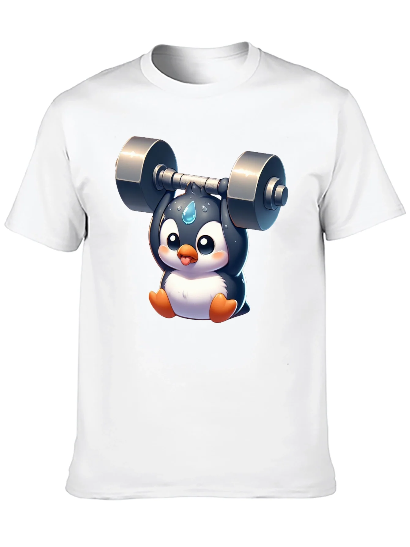 Penguin Lifting Weights Graphic T-Shirt