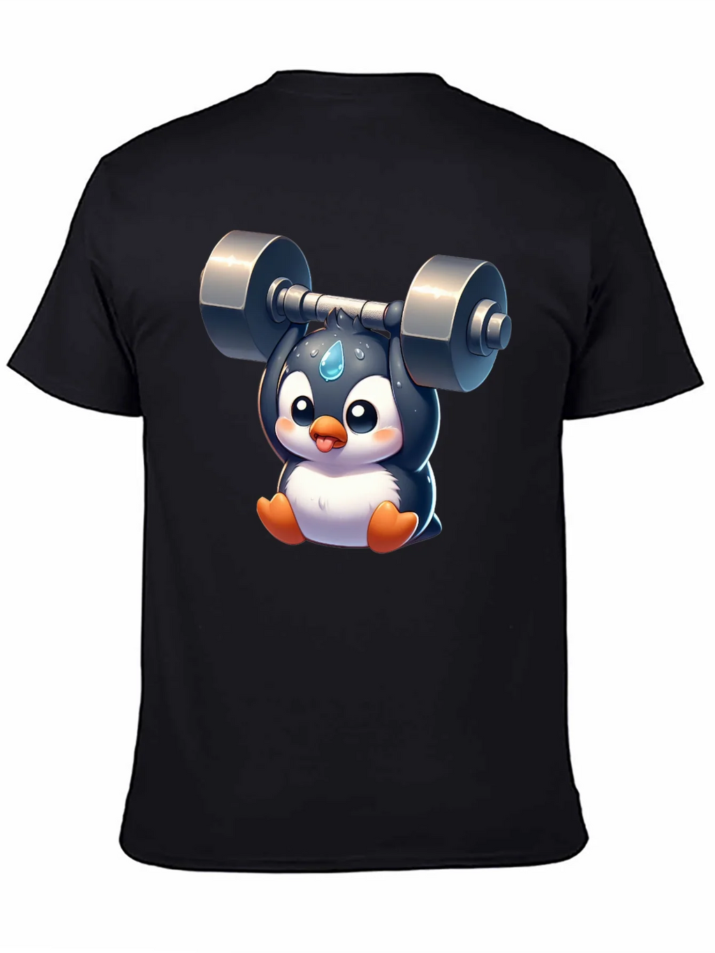 Penguin Lifting Weights Graphic T-Shirt