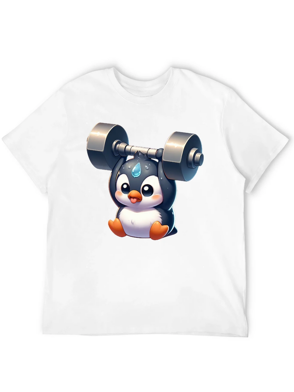 Penguin Lifting Weights Graphic T-Shirt
