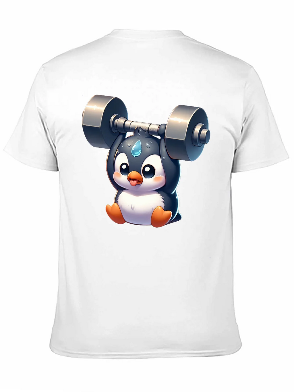 Penguin Lifting Weights Graphic T-Shirt