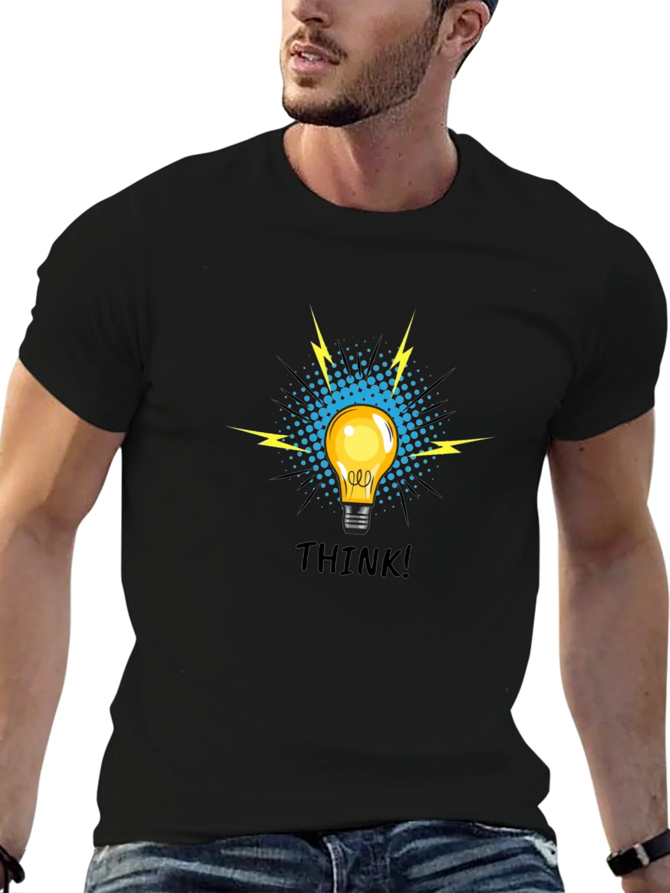 Think! Graphic Tee - Black Cotton T-Shirt