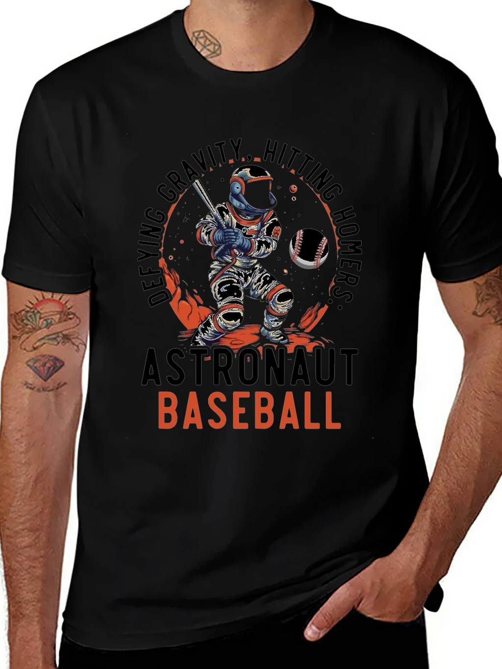 Astronaut Baseball T-Shirt - Defying Gravity Hitting Homers!