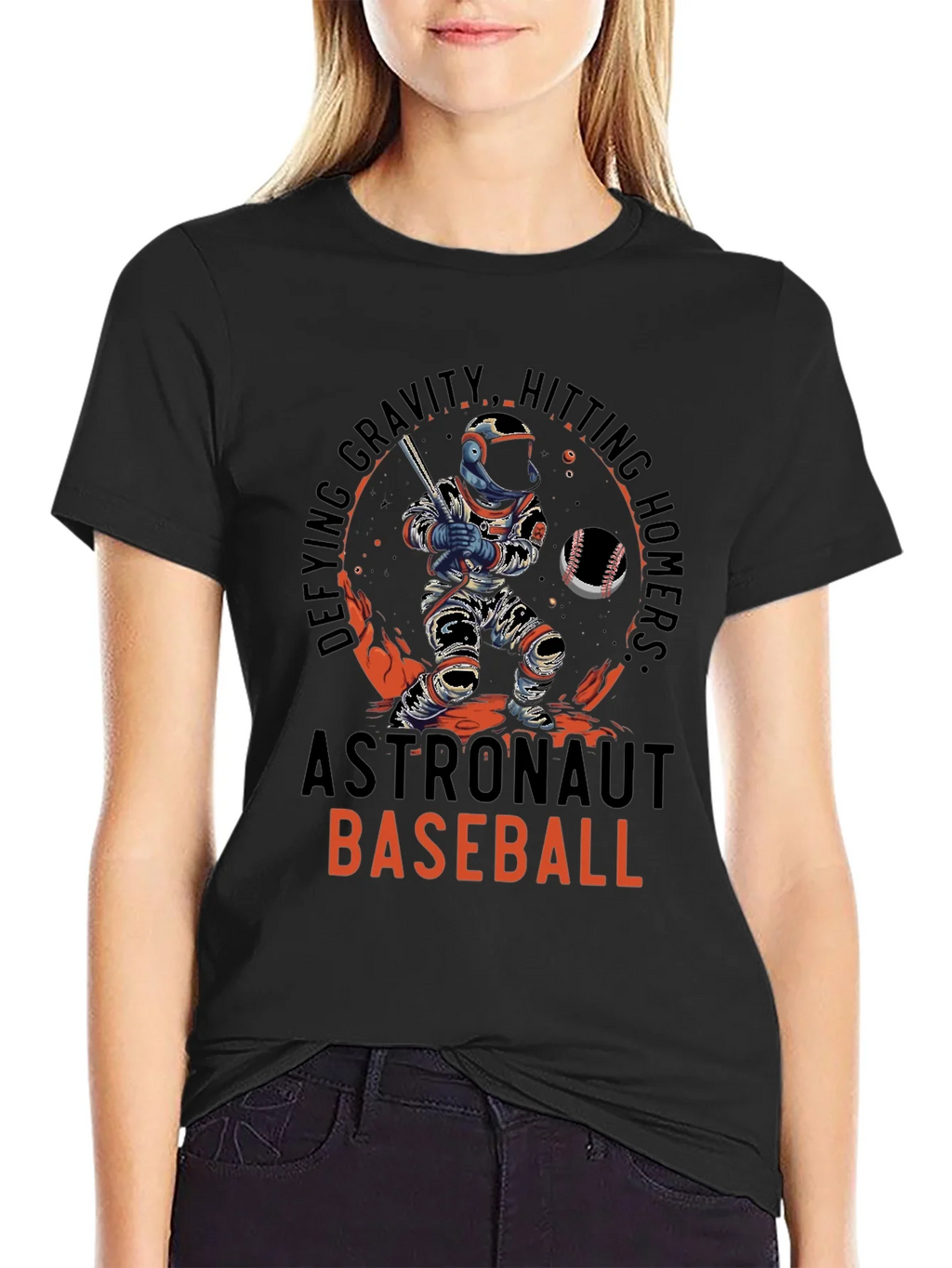 Astronaut Baseball T-Shirt - Defying Gravity Hitting Homers!