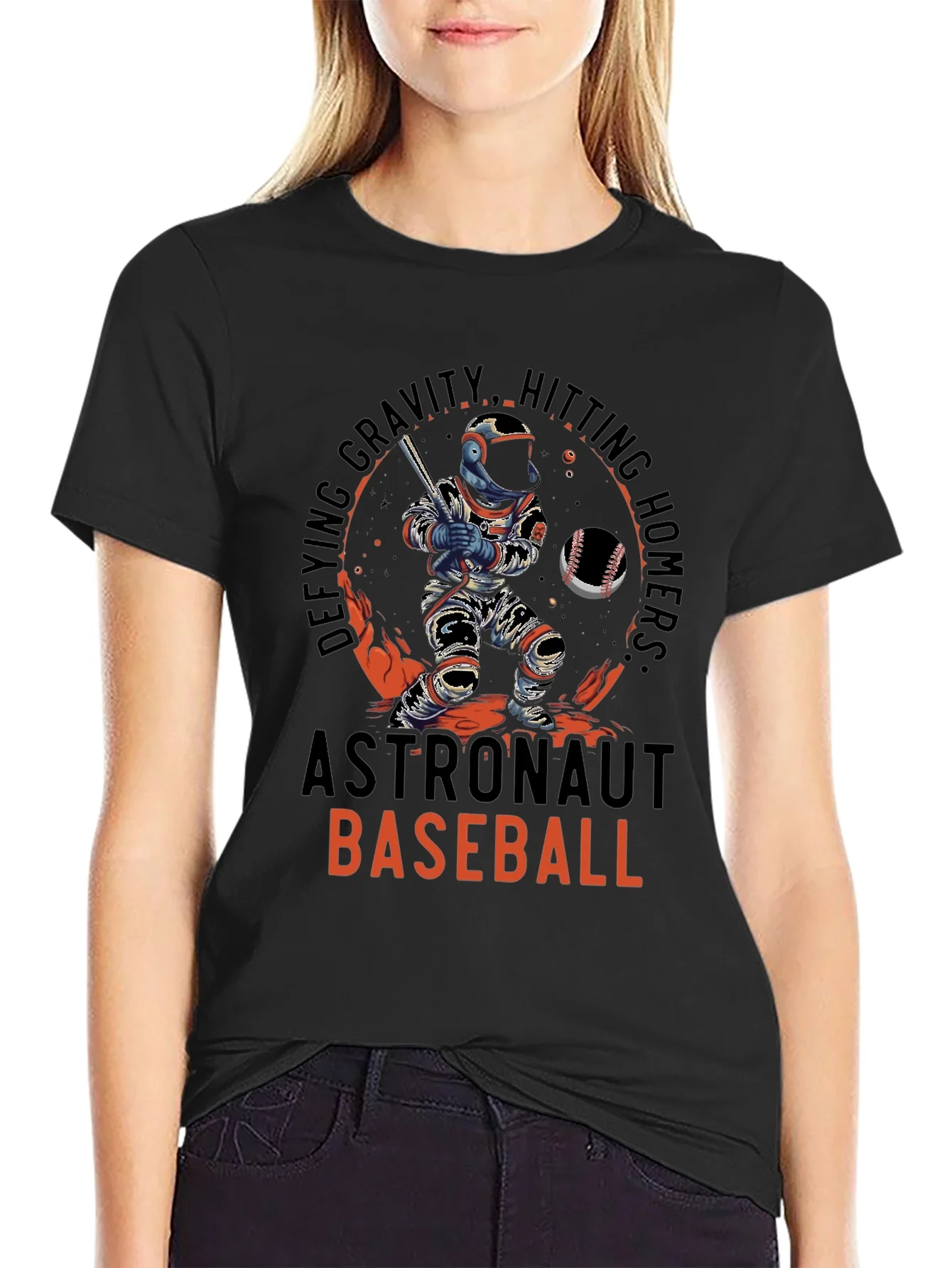 Astronaut Baseball T-Shirt - Defying Gravity Hitting Homers!