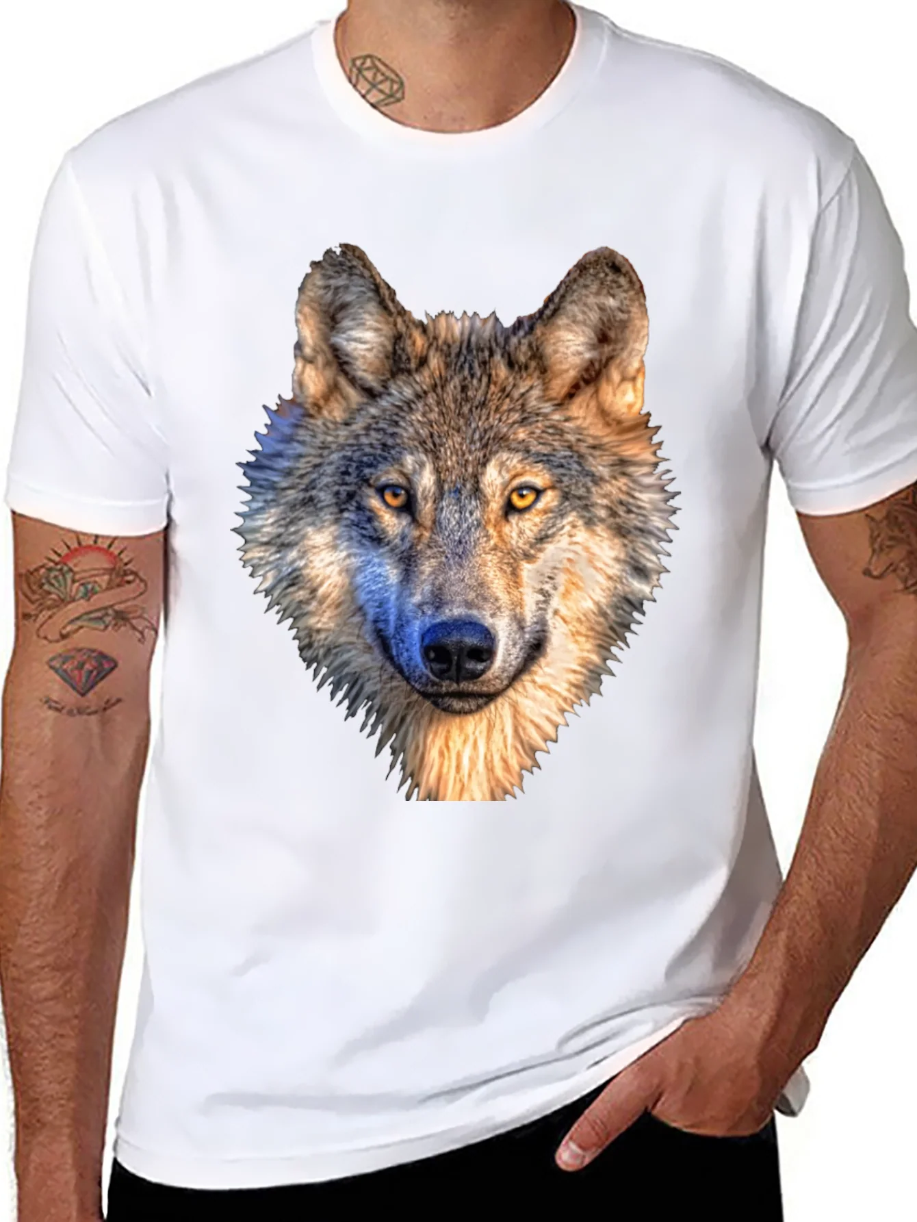 Wolf Graphic Tee - Mens Short Sleeve Animal Print Shirt