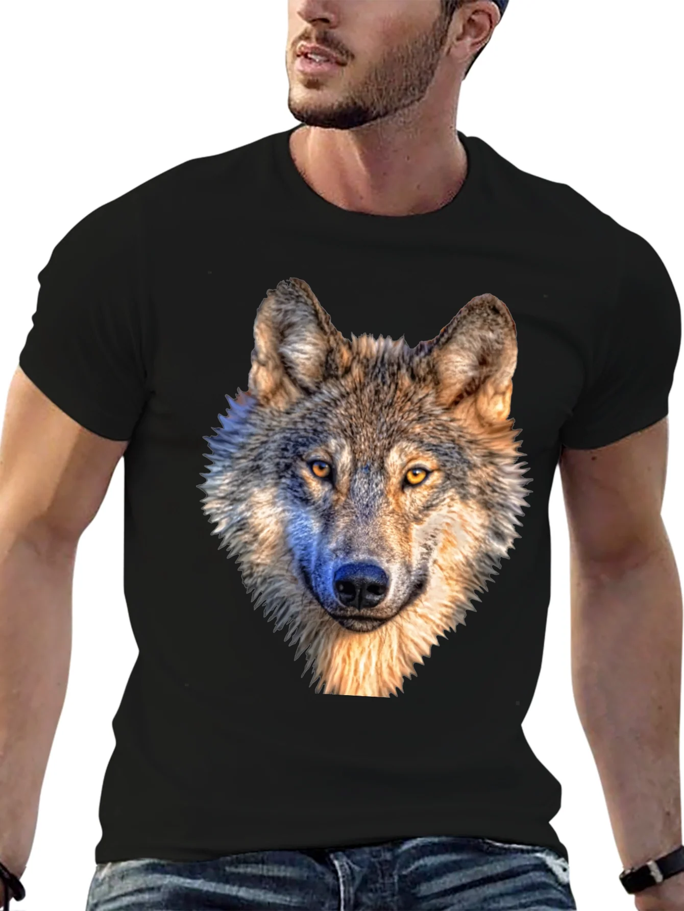 Wolf Graphic Tee - Mens Short Sleeve Animal Print Shirt