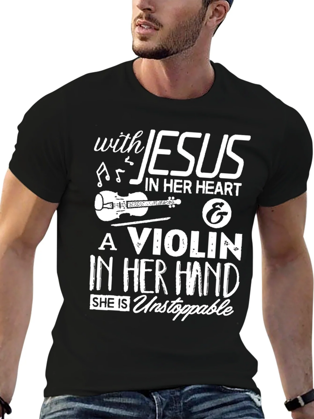 Jesus & Violin T-Shirt: Unstoppable Faith & Music!