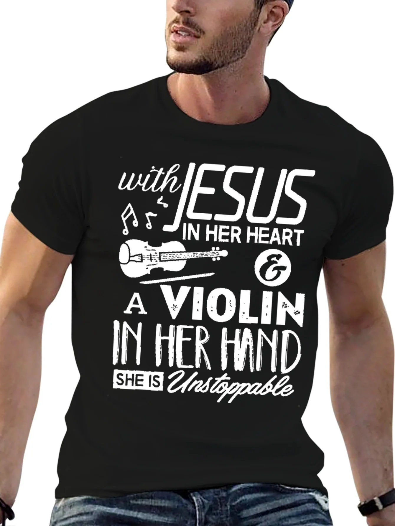 Jesus & Violin T-Shirt: Unstoppable Faith & Music!