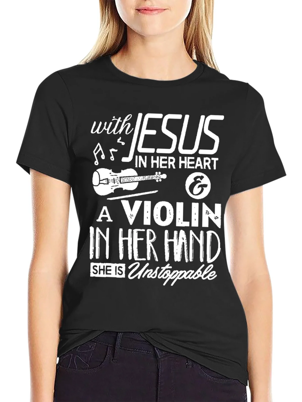 Jesus & Violin T-Shirt: Unstoppable Faith & Music!