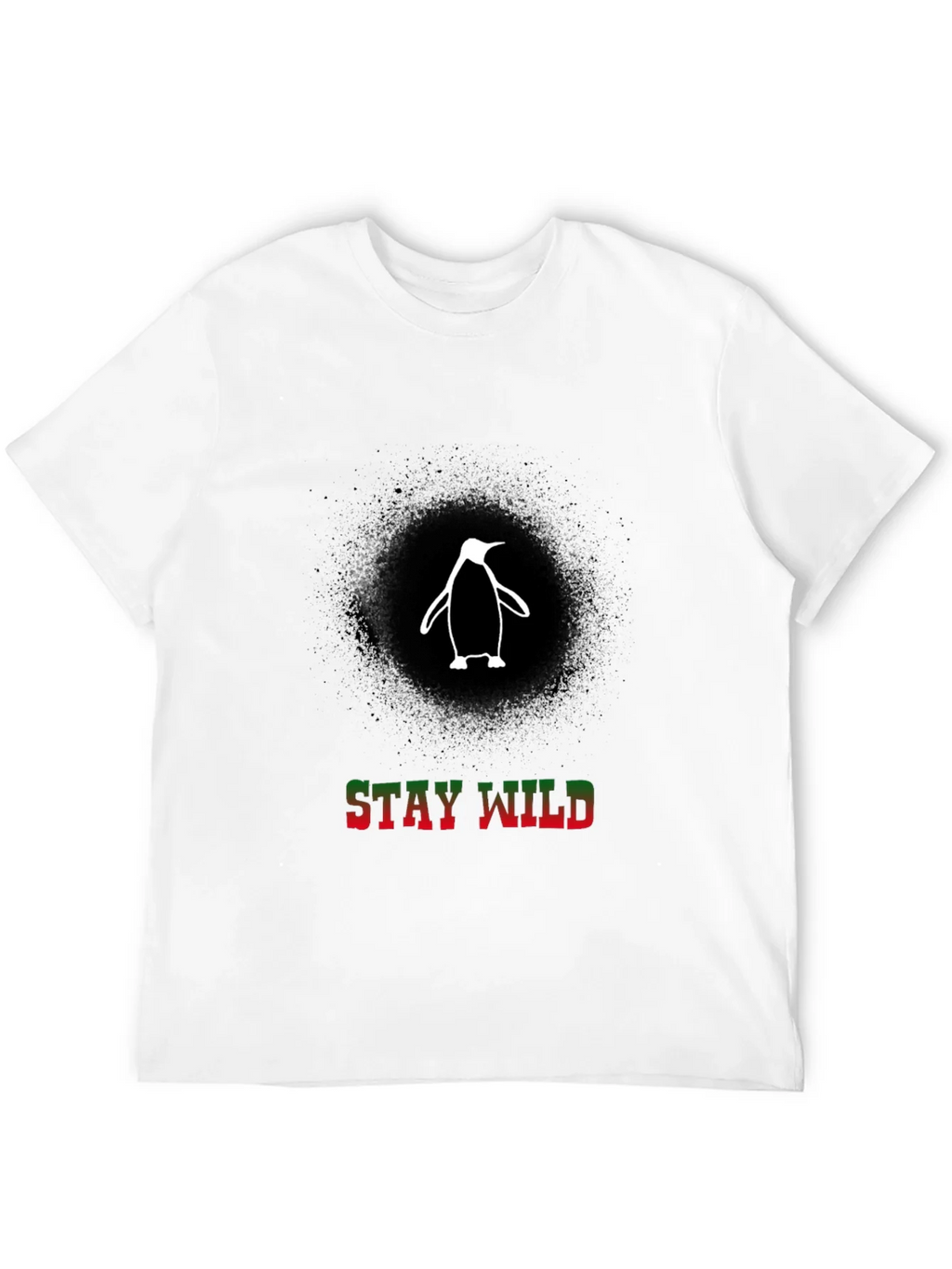 Stay Wild Penguin Graphic Tee - Black Cotton T-Shirt