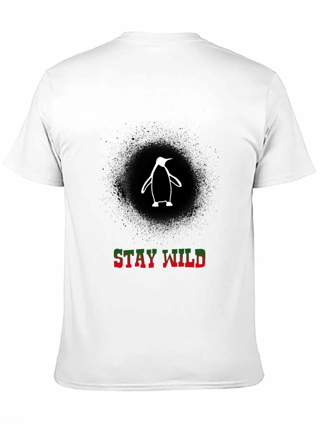Stay Wild Penguin Graphic Tee - Black Cotton T-Shirt