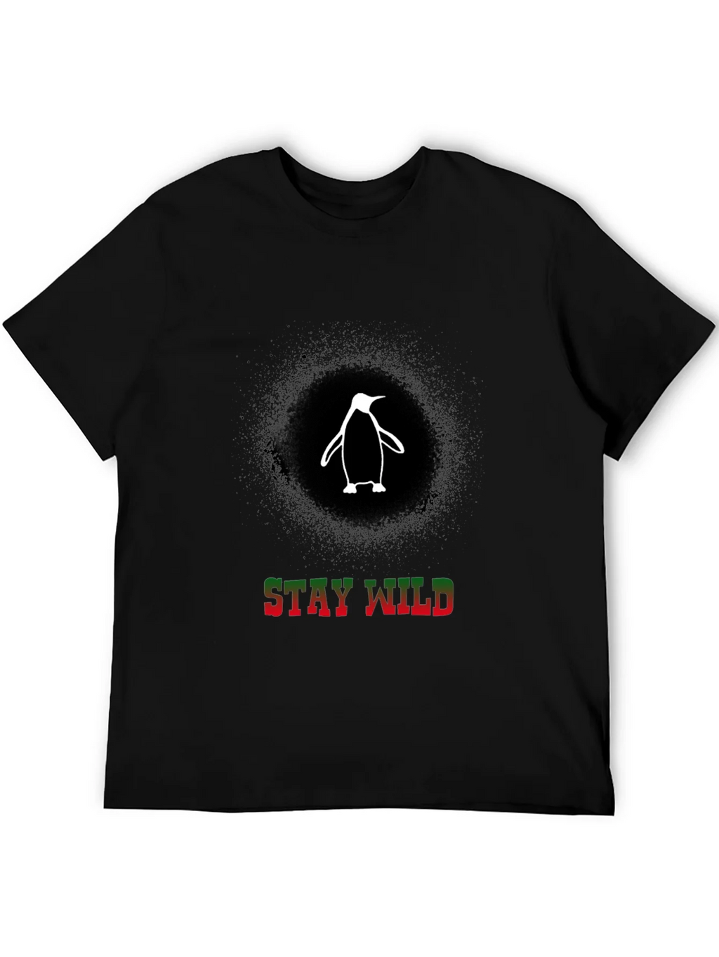 Stay Wild Penguin Graphic Tee - Black Cotton T-Shirt