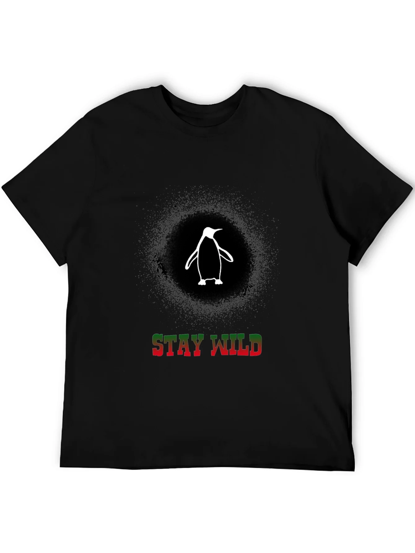 Stay Wild Penguin Graphic Tee - Black Cotton T-Shirt